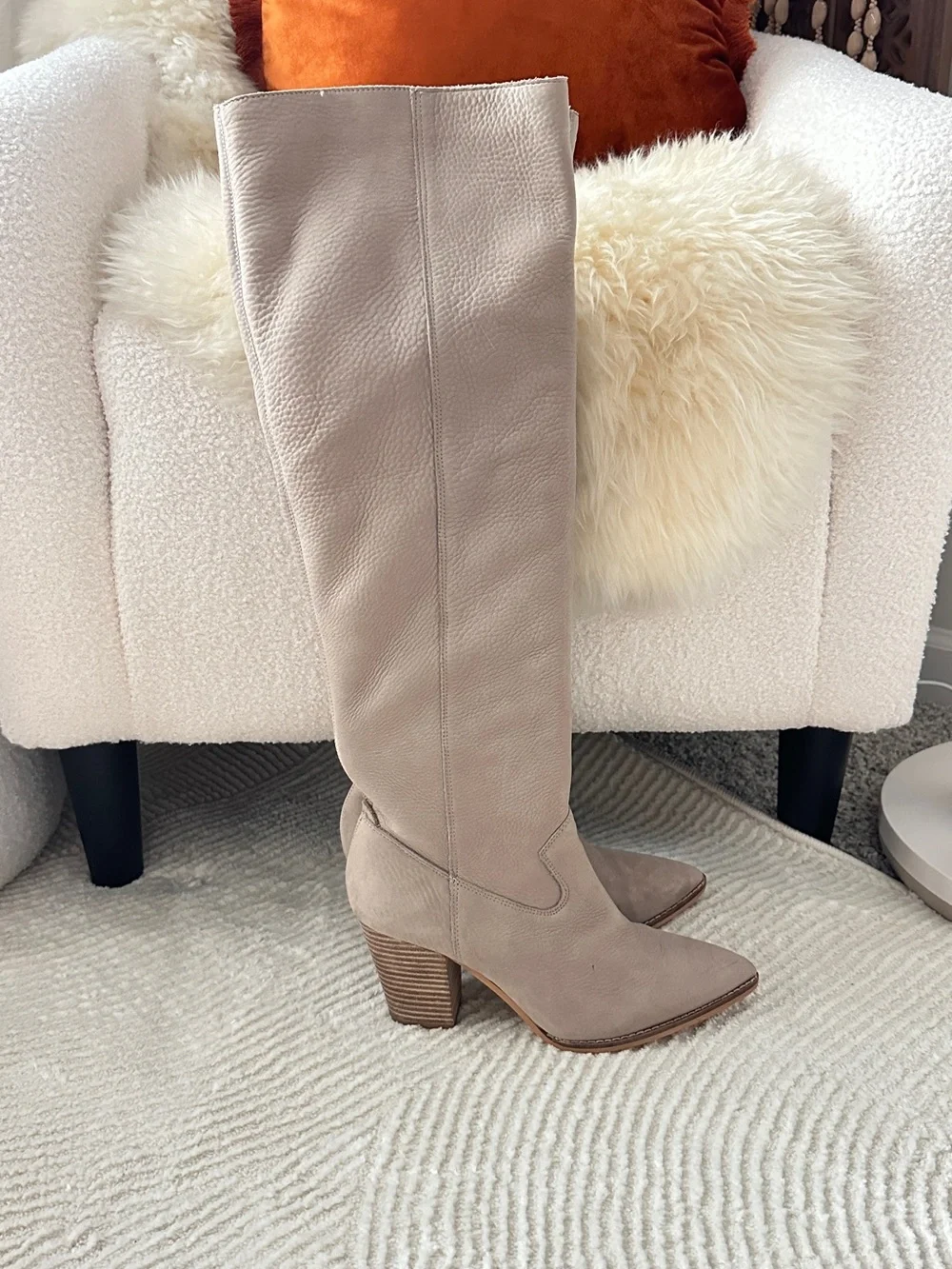 Lucky Brand Tall Leather Western Boots in Taupe Greige Size 8.5M
